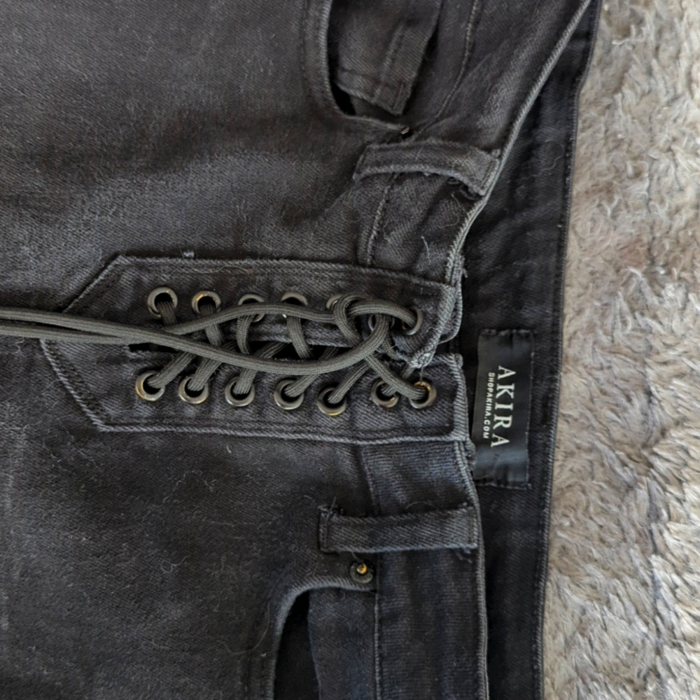 Akira black lace up jeans size 9 w28 lol like new